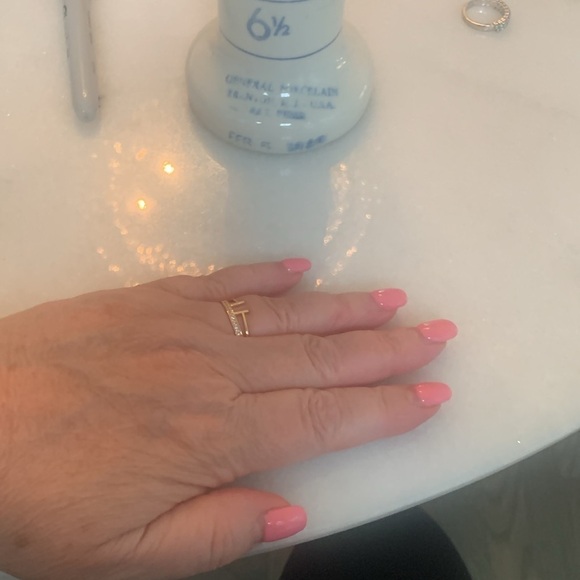 New Rose Gold Plated Ring Open Bar Unique Size 7.5 (#9) GIFT - Picture 8 of 10